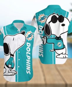 Miami Dolphins Hawaiian Shirt, Snoopy Graphic, Tropical Print Shirt