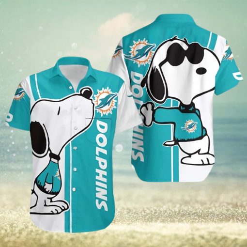 Miami Dolphins Hawaiian Shirt, Snoopy Graphic, Tropical Print Shirt