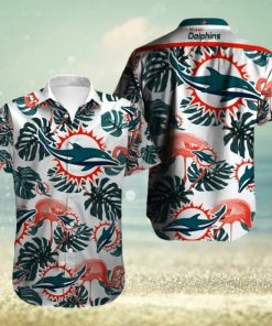 Miami Dolphins Hawaiian Shirt, Tropical Leaves, Cheap Hawaiian Shirt