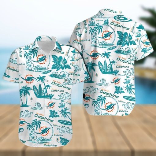 Miami Dolphins Hawaiian Shirt, Tropical Pattern, Tropical Print Shirt