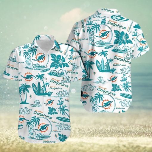 Miami Dolphins Hawaiian Shirt, Tropical Pattern, Tropical Print Shirt