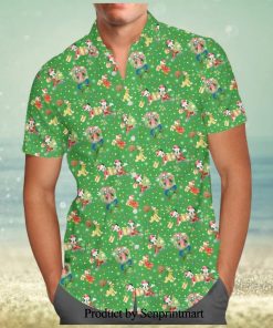 Mickey And Friends Christmas Celebration Disney Cartoon Graphics Inspired Full Printing Hawaiian Shirt – Green