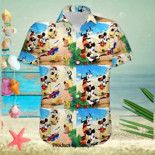 Mickey And Friends In Hawaii Disney Cartoon Graphics Full Printing Hawaiian Shirt