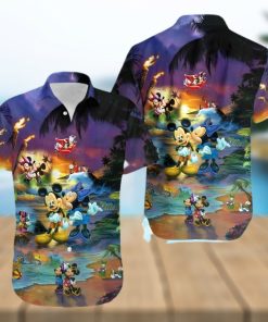 Mickey And Minnie Mouse Sunset Beach Disney Full Printing Hawaiian Shirt