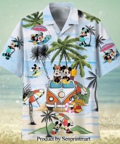 Mickey And Minnie Summer Car Trip Full Printing Hawaiian Shirt