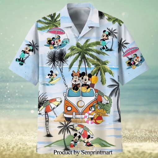 Mickey And Minnie Summer Car Trip Full Printing Hawaiian Shirt