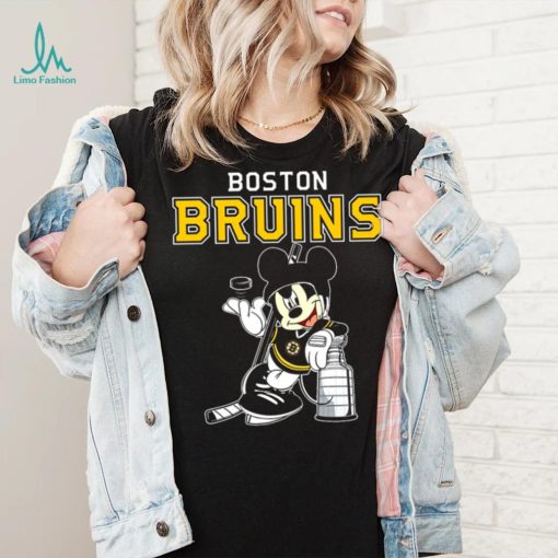 Mickey Boston Bruins With The Stanley Cup Hockey NHL T Shirt