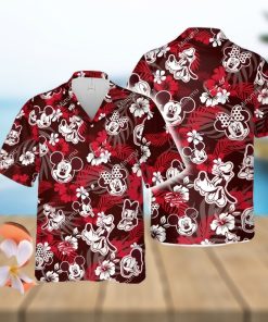 Mickey Minnie Mouse Donald Daisy Duck Goofy Dog Disney White Hibiscus Aloha Full Printing Hawaiian Shirt