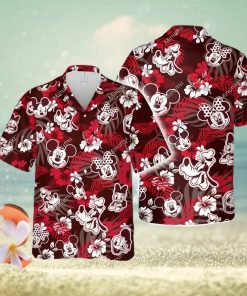 Mickey Minnie Mouse Donald Daisy Duck Goofy Dog Disney White Hibiscus Aloha Full Printing Hawaiian Shirt