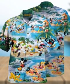 Mickey Minnie Mouse Donald Daisy Duck Pluto Dog Disney Chill At The Beach Full Printing Hawaiian Shirt