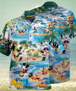 Mickey Minnie Mouse Donald Daisy Duck Pluto Dog Disney Chill At The Beach Full Printing Hawaiian Shirt