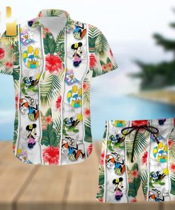 Mickey Mouse And Friends Disney Cartoon Graphics Full Printing Combo Aloha Hawaiian Shirt And Beach Shorts