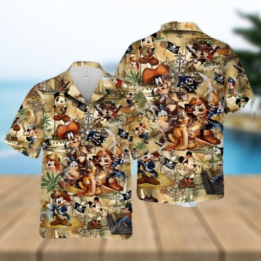 Mickey Mouse And Friends Pirates Of The Caribbean Full Printing Hawaiian Shirt