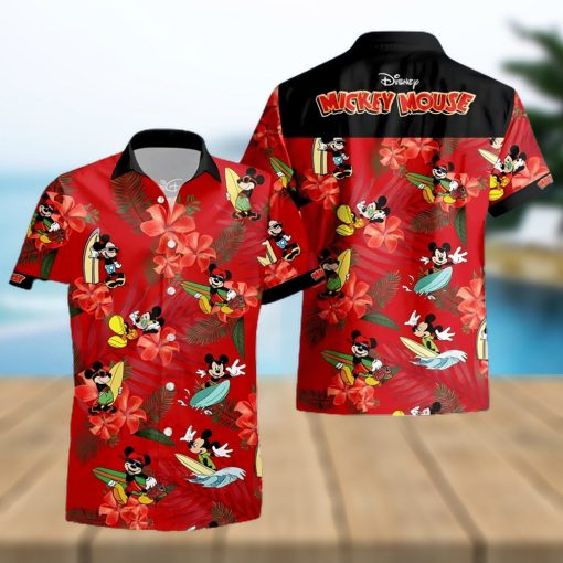 Mickey Mouse Costume Disney Full Printing Hawaiian Shirt – Red