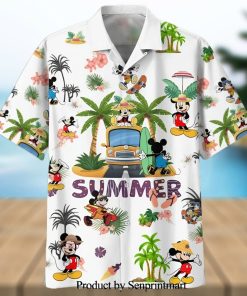 Mickey Mouse Disney Summer Vacation Full Printing Hawaiian Shirt – White