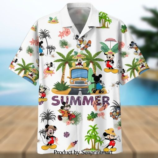 Mickey Mouse Disney Summer Vacation Full Printing Hawaiian Shirt – White