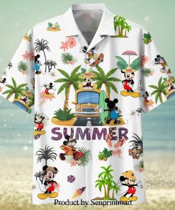 Mickey Mouse Disney Summer Vacation Full Printing Hawaiian Shirt – White