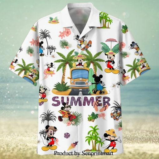 Mickey Mouse Disney Summer Vacation Full Printing Hawaiian Shirt – White