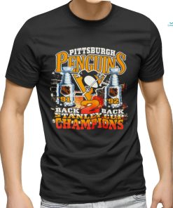 Mitchell and Ness Pittsburgh Penguins back 2 back Stanley Cup Champions 1991 1992 retro shirt