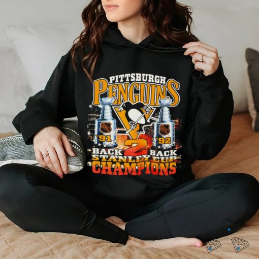 Mitchell and Ness Pittsburgh Penguins back 2 back Stanley Cup Champions 1991 1992 retro shirt