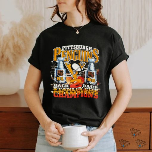 Mitchell and Ness Pittsburgh Penguins back 2 back Stanley Cup Champions 1991 1992 retro shirt