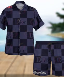 NEW Christian Dior Black Mix Violet Hot 2023 Hawaiian Shirt & Beach Shorts