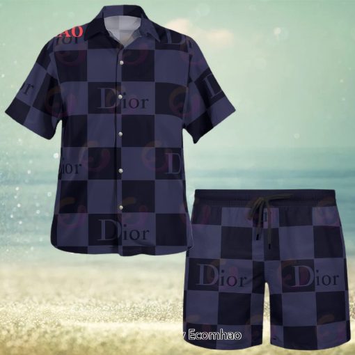 NEW Christian Dior Black Mix Violet Hot 2023 Hawaiian Shirt & Beach Shorts