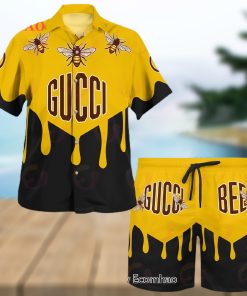 NEW Gucci Bee Black Gold Hawaiian Shirt & Beach Shorts