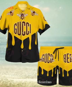 NEW Gucci Bee Black Gold Hawaiian Shirt & Beach Shorts