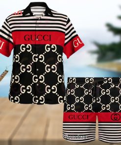 NEW Gucci Black Mix Red Hawaiian Shirt & Beach Shorts