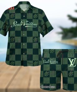 NEW Louis Vuitton Paris Green Color Hawaiian Shirt & Beach Shorts