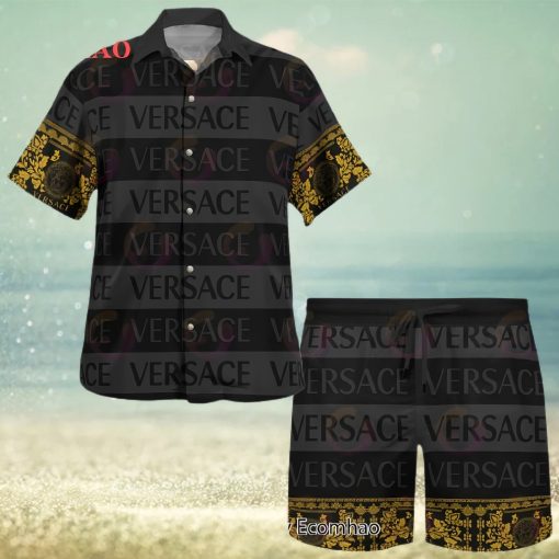 NEW Versace Black Color Hawaiian Shirt & Beach Shorts