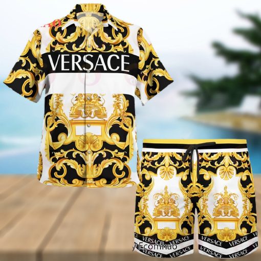 NEW Versace Black Gold Hawaiian Shirt & Beach Shorts