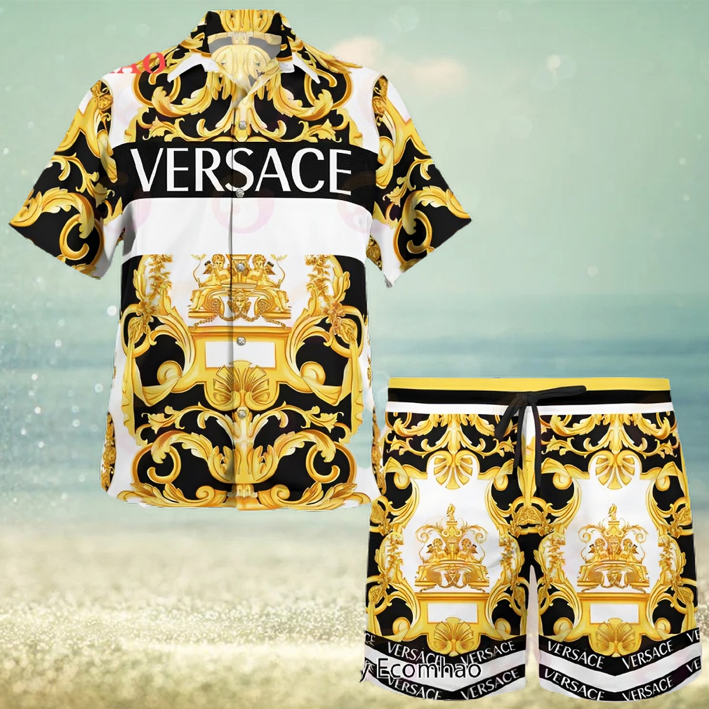 NEW Versace Black Gold Hawaiian Shirt & Beach Shorts - Limotees