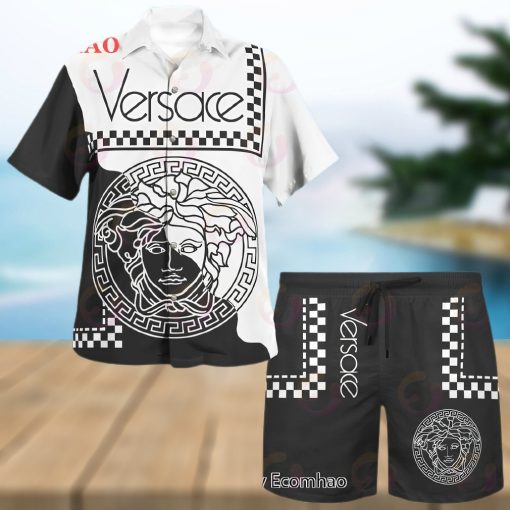 NEW Versace Black White Hot Summer 2023 Hawaiian Shirt & Beach Shorts