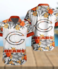 NFL Chicago Bears Special Hawaiian Design With Flowers And Big Logo Button Shirt