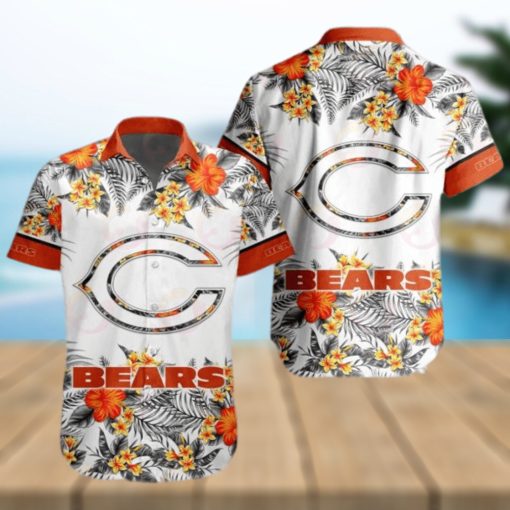 NFL Chicago Bears Special Hawaiian Design With Flowers And Big Logo Button Shirt