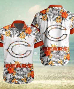 NFL Chicago Bears Special Hawaiian Design With Flowers And Big Logo Button Shirt