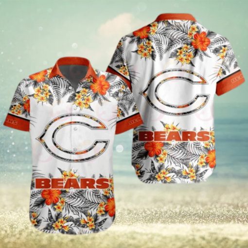 NFL Chicago Bears Special Hawaiian Design With Flowers And Big Logo Button Shirt