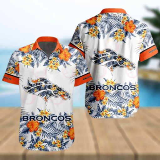 NFL Denver Broncos Special Hawaiian Design With Flowers And Big Logo Button Shirt