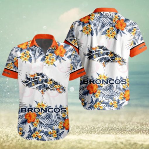 NFL Denver Broncos Special Hawaiian Design With Flowers And Big Logo Button Shirt