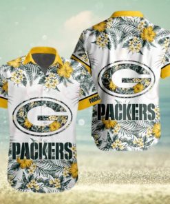 NFL Green Bay Packers Special Hawaiian Design With Flowers And Big Logo Button Shirt