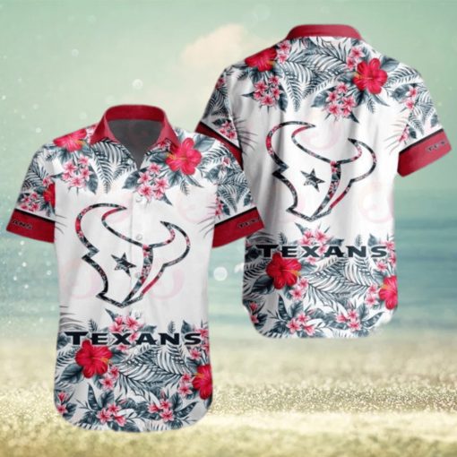 NFL Houston Texans Special Hawaiian Design With Flowers And Big Logo Button Shirt