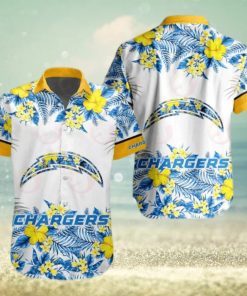 NFL Los Angeles Chargers Special Hawaiian Design With Flowers And Big Logo Button Shirt