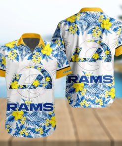 NFL Los Angeles Rams Special Hawaiian Design With Flowers And Big Logo Button Shirt