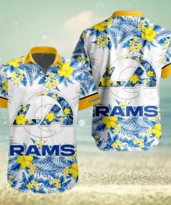 NFL Los Angeles Rams Special Hawaiian Design With Flowers And Big Logo Button Shirt