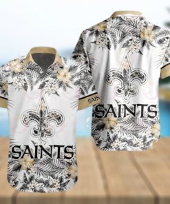 NFL New Orleans Saints Special Hawaiian Design With Flowers And Big Logo Button Shirt