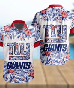 NFL New York Giants Special Hawaiian Design With Flowers And Big Logo Button Shirt