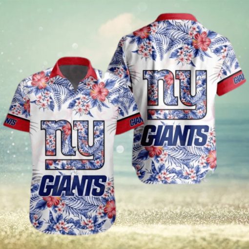 NFL New York Giants Special Hawaiian Design With Flowers And Big Logo Button Shirt
