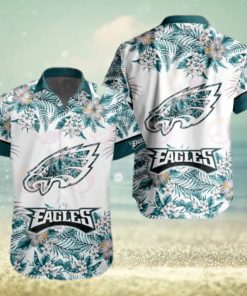 NFL Philadelphia Eagles Special Hawaiian Design With Flowers And Big Logo Button Shirt